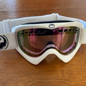 White Ski Goggles with Pink Lens